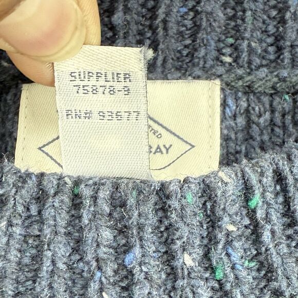 St John's Bay Women's Long Sleeve Cable Knit Sweater Size MP Blue Marble - Picture 14 of 16